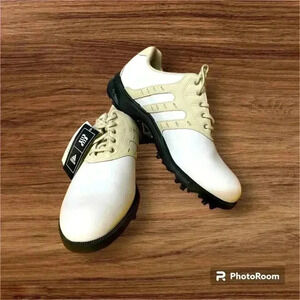 NEW Adidas Torsion Stripe Golf Shoes White/Navajo Leather Soft Spikes Size 5 1/2